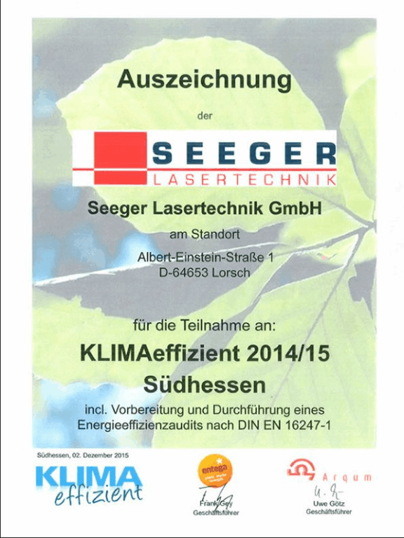 Auszeichnung KLIMAeffizient